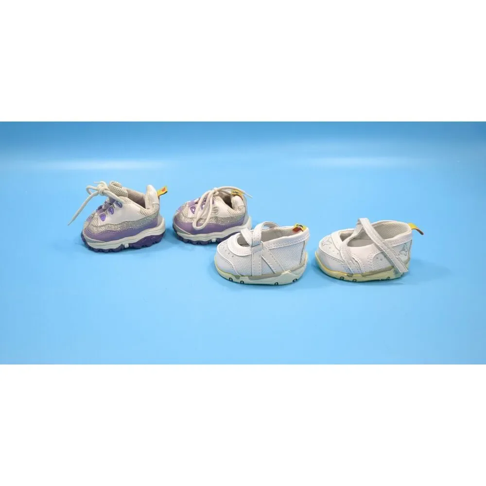 Build A Bear BABW Skechers Purple/ White and White Tennis Gym Shoes LOT